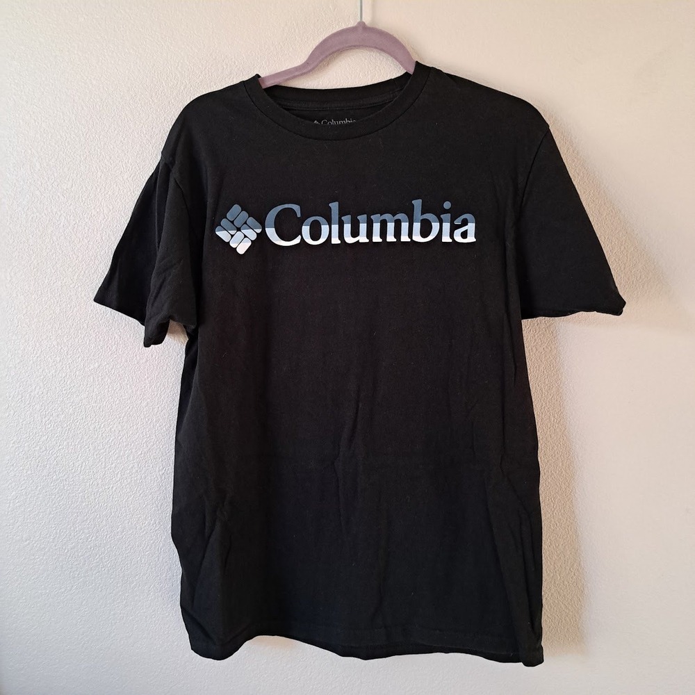 Columbia Mens Black Graphic Logo T-Shirt Short Sleeve Crew Neck Cotton Size M